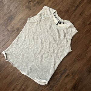 Joe’s Jeans sleeveless gray sweatshirt. Frayed bottom hem.